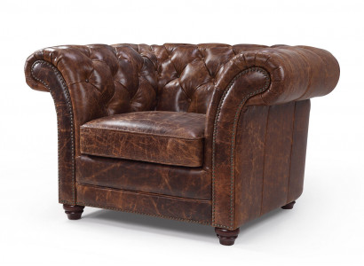 Chesterfield Sofa Couch Polster 1 Sitzer Sessel Sofas Design Polster Leder Neu